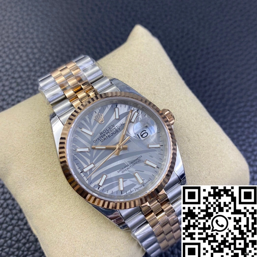 Pattern Rolex Factory EW Datejust Silver M126231-0031 Palm Dial Leaf 0112